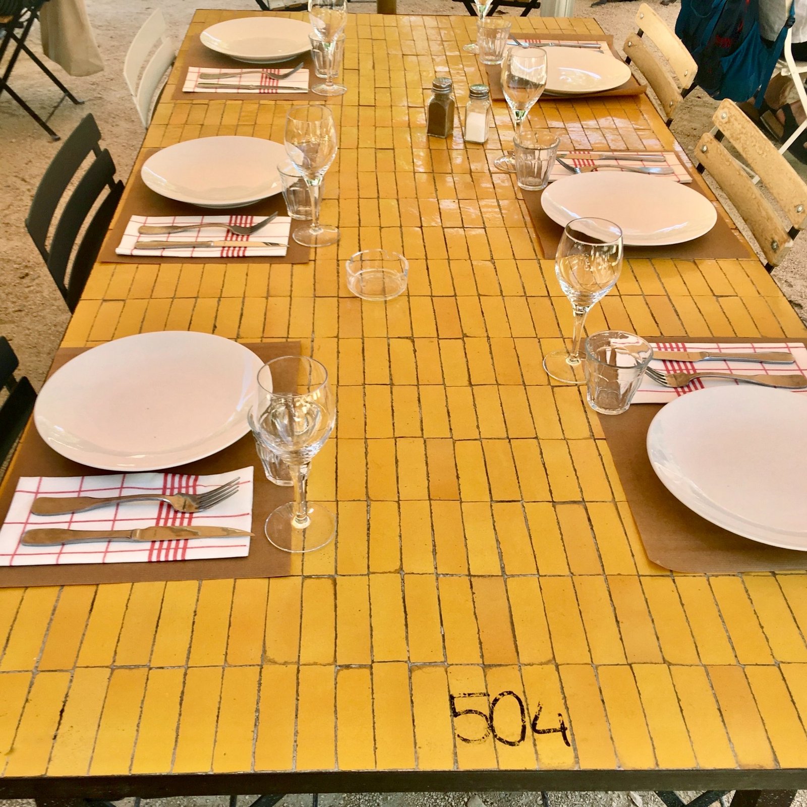 Table zellige yellow grid dining set