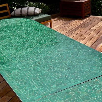 Table basse zellige tagra vert terrasse bois